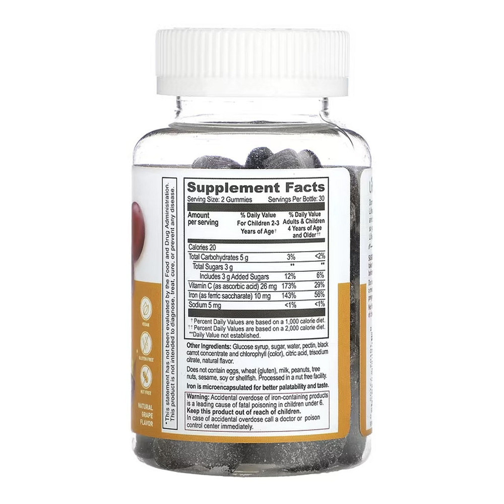 Железо с витамином С для детей Lifeable Iron + Vitamin C Kids 60 жев таб виноград Киев - изображение 2