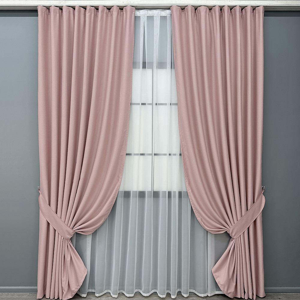 Комплект готових штор VR-Textil Шеніл однотонний № 2085ш Рожевий 150х270 см 2 шт (33-1316) Київ - фото 2