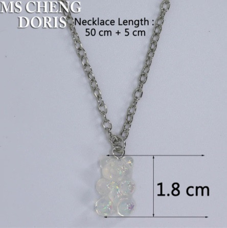 Біжутерія ведмедики кулон, прозорий з перламутром - довжина ланцюжка 50см, смола, цинковий сплав Київ - фото 1