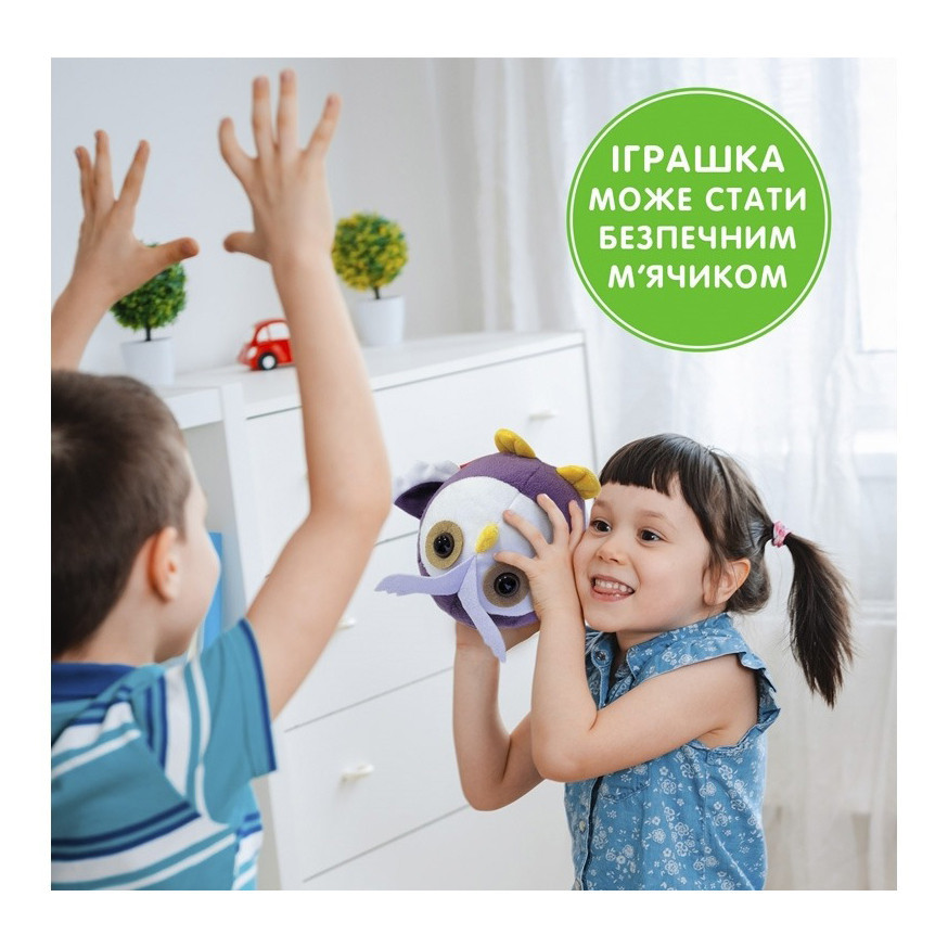 М'яконабивна іграшка "Круглик Сова" МС 080501-12 біло-фіолетовий 18 см Вінниця - фото 5