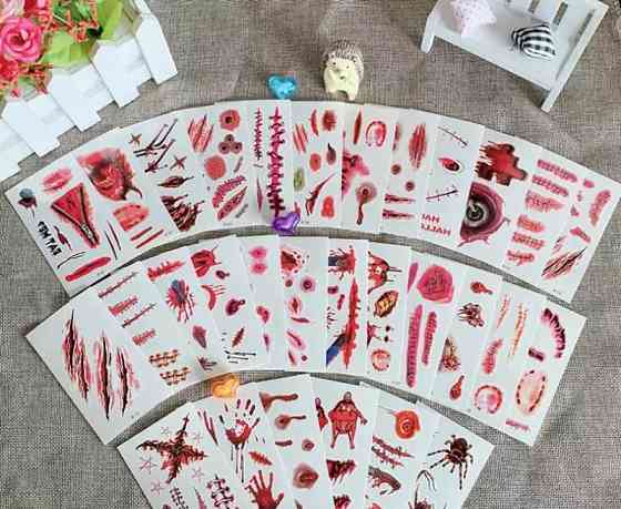 Тимчасові тату на Хелловін 60 штук 10 на 6 см різнобарвний Київ