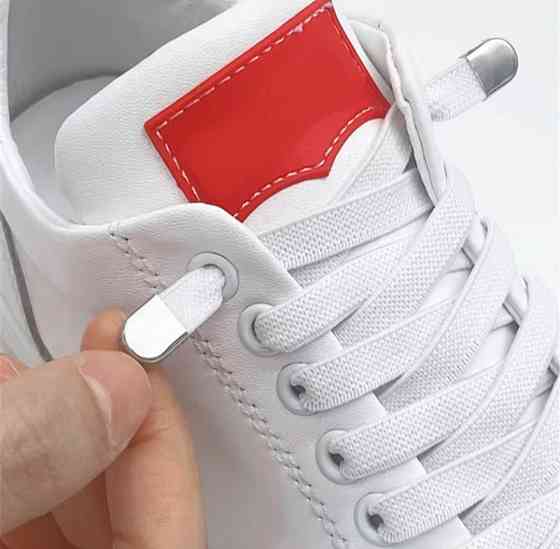 Еластичні шнурки без зав'язок з металевими фіксаторами 8 мм Синій Сміла