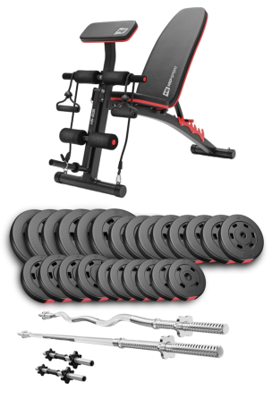 Набір Hop-Sport Premium 135кг з лавою HS-1035, штангами та гантелями Київ