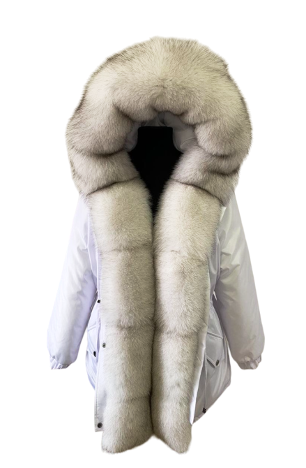 Парка зимняя женская с мехом песца Белый 60 75см Харьков - изображение 2