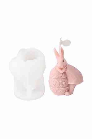 Силиконовая форма кролик для свечей, 3D форма заяц, молд для свечей, гипса, мыла и эпоксидной смолы Киев