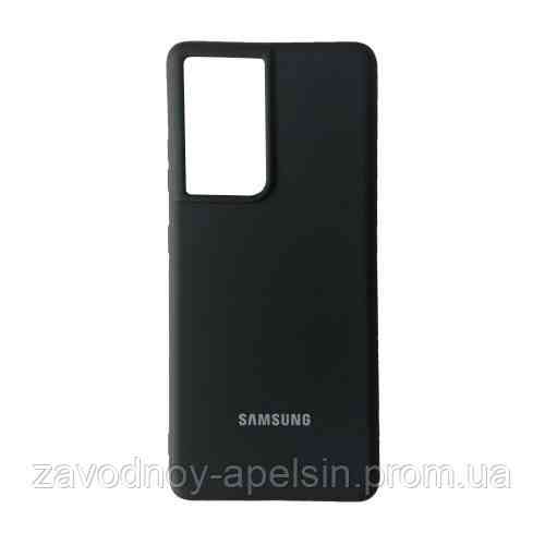 Samsung S21 Ultra G998 Чехол силиконовый Микрофибра (черный) Одесса