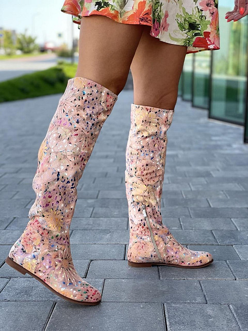 Nivelle Чоботи жіночі NIVELLE примула пудра натуральна шкіра висота 47см обхват 34-35см розмір Коломия - фото 4