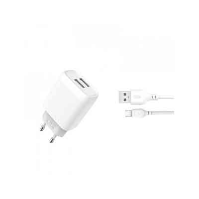 Зарядное устройство XO 2xUSB 2.4A + cable USB to Micro 5P white (L57-M-WH) Винница