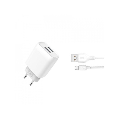 Зарядное устройство XO 2xUSB 2.4A + cable USB to Micro 5P white (L57-M-WH) Винница - изображение 1