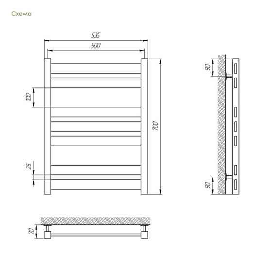 Водяна сушарка для рушників Laris Бонд П7 500 х 800 Київ