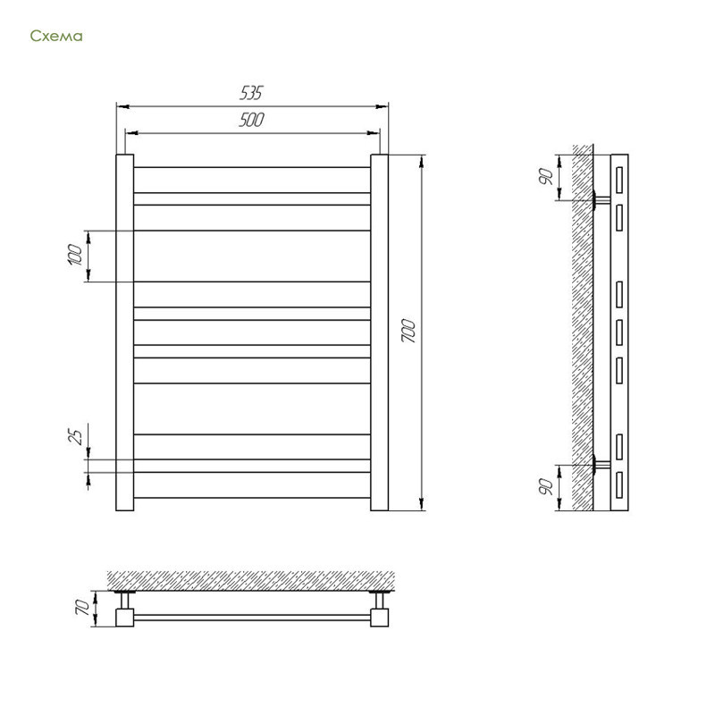 Водяна сушарка для рушників Laris Бонд П7 500 х 800 Київ - фото 4