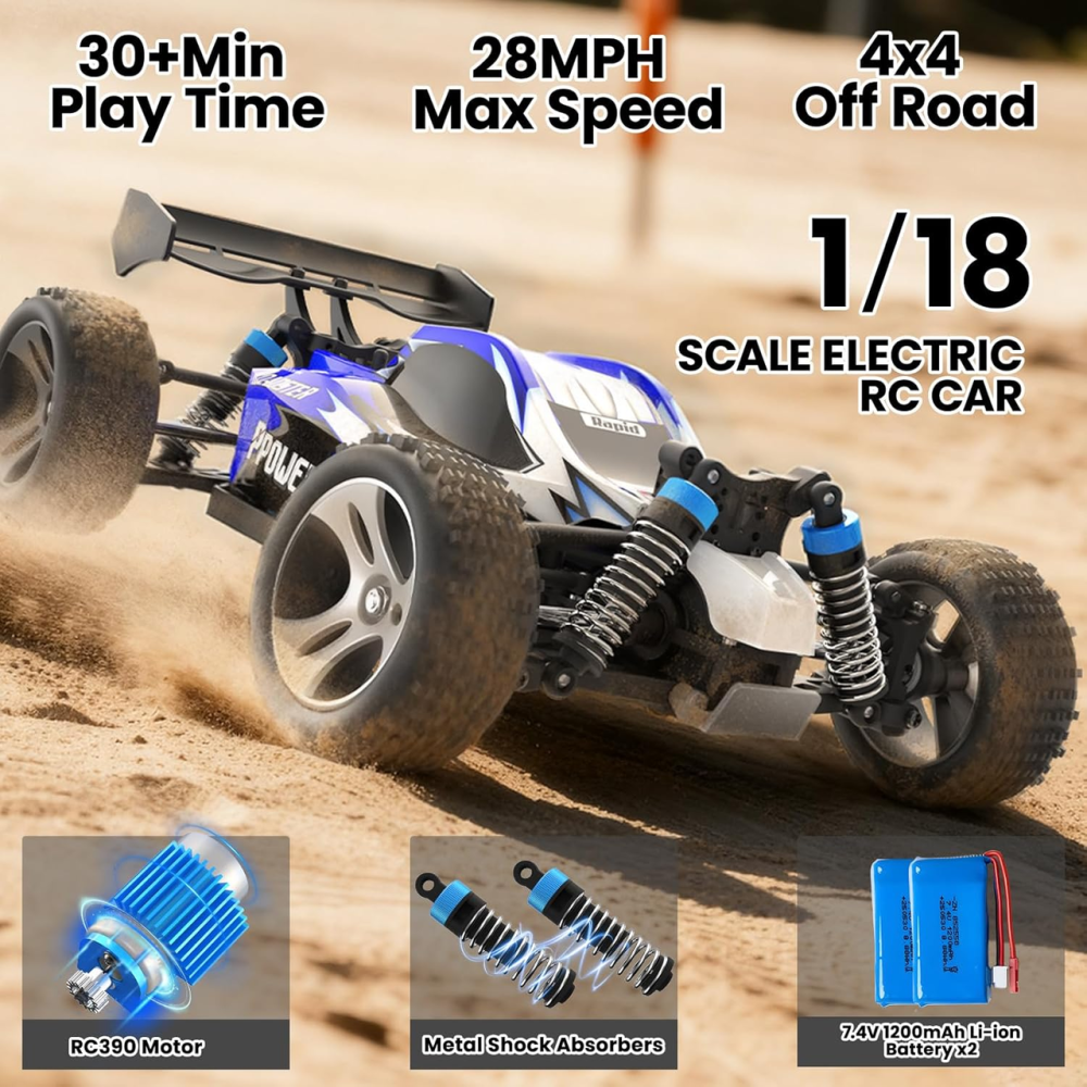 Радіокерований позашляховик SIMREX 1:18, 4WD, до 45 км/год, 2.4 ГГц, 2 акумулятори, LED-фари, RC монстр-трак Київ - фото 2