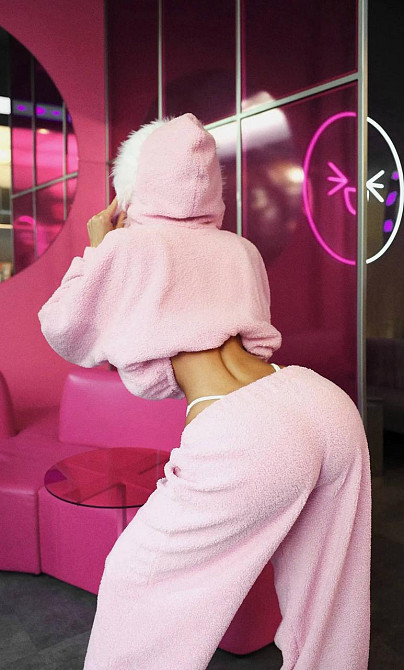 Жіночий стильний теплий оверсайз костюм букле Рожевий, 46/48 Одеса - фото 5