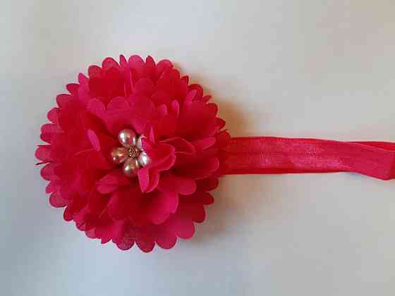 Малинова дитяча пов'язка з квіткою - коло 40-50см, діаметр квітки 9см Київ