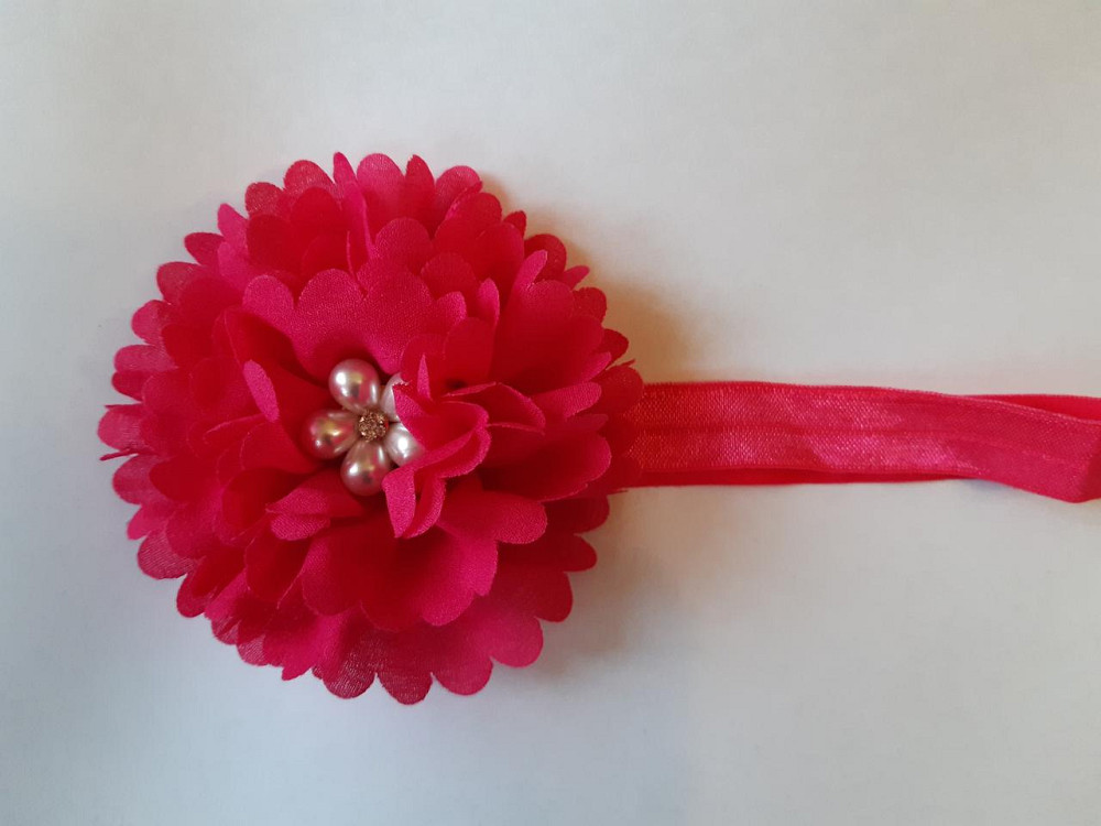 Малиновая детская повязка с цветком - окружность 40-50см, диаметр цветка 9см Киев - изображение 1