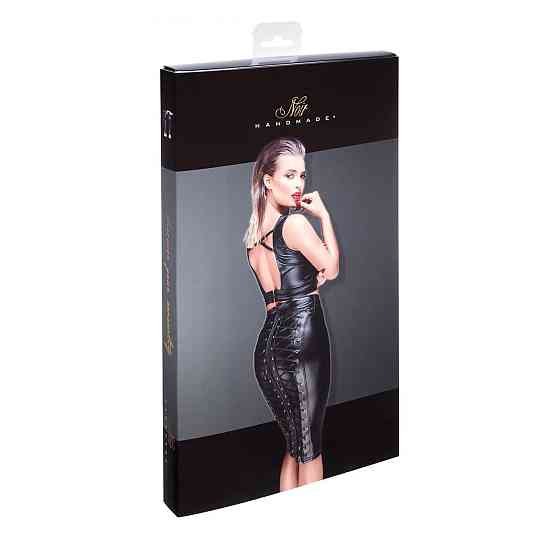 Спідниця-олівець зі шнурівкою Noir Handmade F152 Powerwetlook pencil skirt, 3XL, з мокрим ефектом Sex Aura Київ