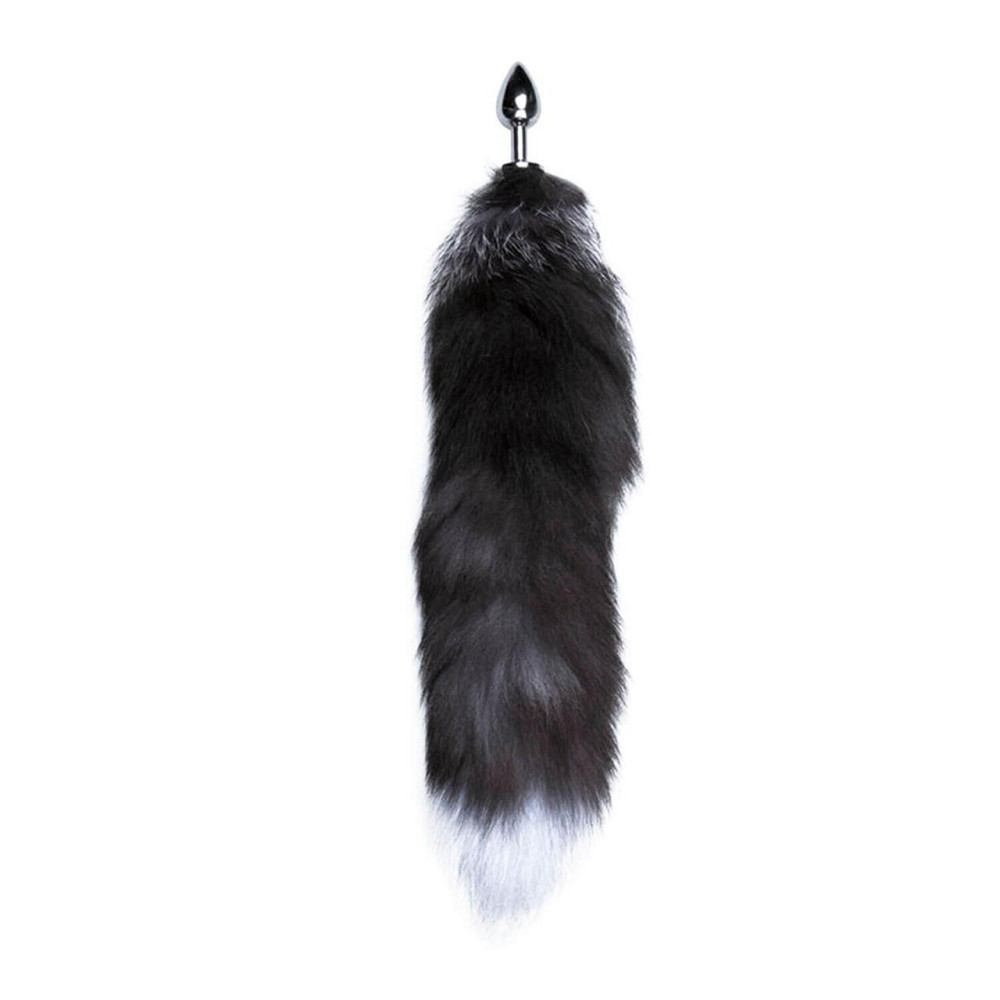 Металева анальна пробка Лисячий хвіст Alive Black And White Fox Tail S, діаметр 2,9 см Sex Aura Київ - фото 2
