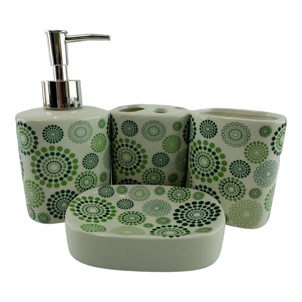 Набор для ванной комнаты керамика Зеленый орнамент Киев - изображение 1