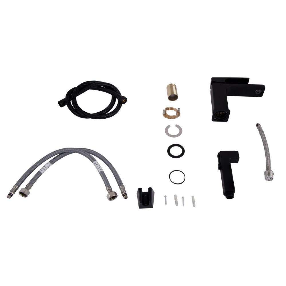 Змішувач для раковини Qtap Gemini (з гігієнічним душем) QTGEM272BLM45690 Black Matt Київ - фото 7