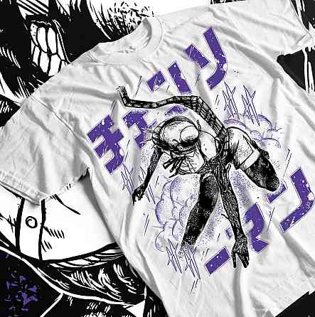 Футболка для хлопчика з аніме принтом Людина-бензопила оверсайз (зріст від 165 до 180) Чорний AnimeJ0254m Дніпро