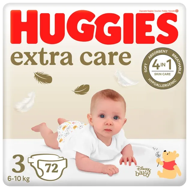 Підгузки Huggies Extra Care 3 (6-10 кг) 72шт Київ - фото 1