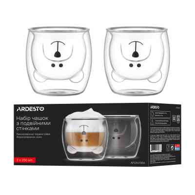 Набор стаканов Ardesto Animals 250 мл 2 шт прозорий (AR2625BA) Винница