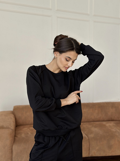 Свитшот женский однотонный Черный 50/52 Харьков - изображение 2