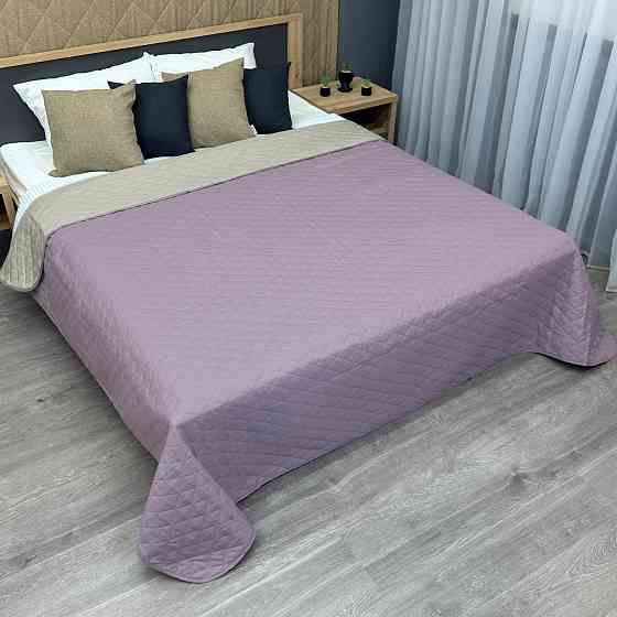 Покривало двостороннє Decorator Microfiber ромб 160х215 см бузковий з бежевим (85-123) Київ