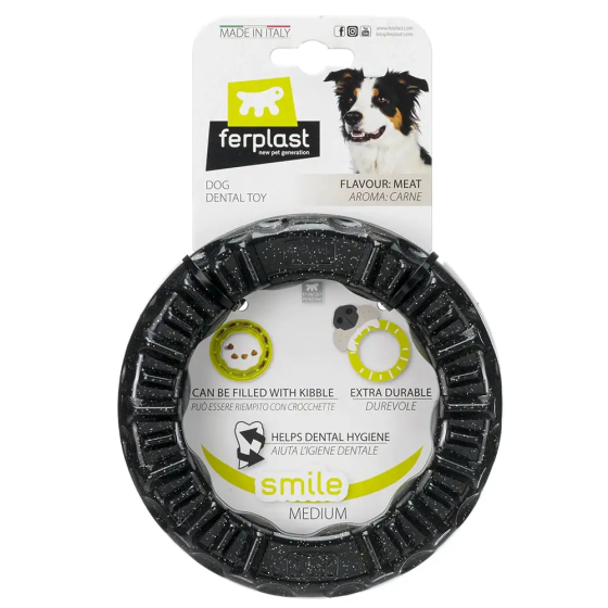 Жевательная игрушка для собак с кристаллами бикарбоната Ferplast Smile (Ферпласт Смайл) Ø 16 x 3,2 cm - M, Черный Запорожье