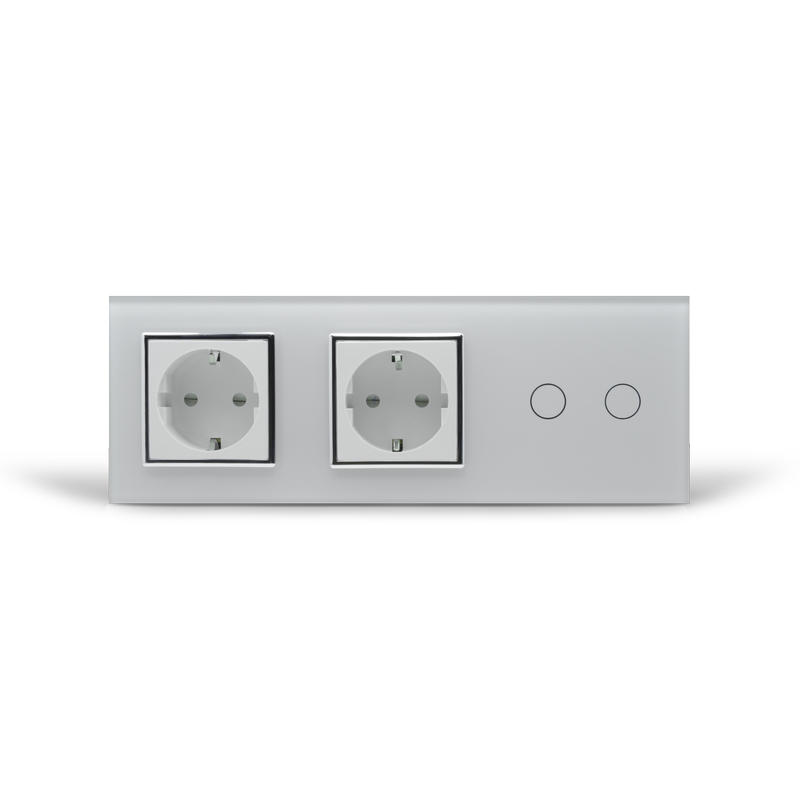 LIVOLO Сенсорний вимикач 2 сенсора 2 розетки Livolo білий хром скло (VL-C702/C7C2EU-11C) Коломия - фото 8