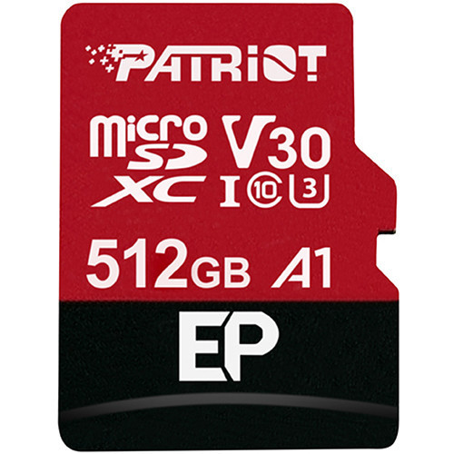 Карта пам'яті microSDXC (UHS-1 U3) Patriot EP Series 512Gb class 10 V30 (R-100MB/s, W-80MB/s) (adapter SD) Київ - фото 1