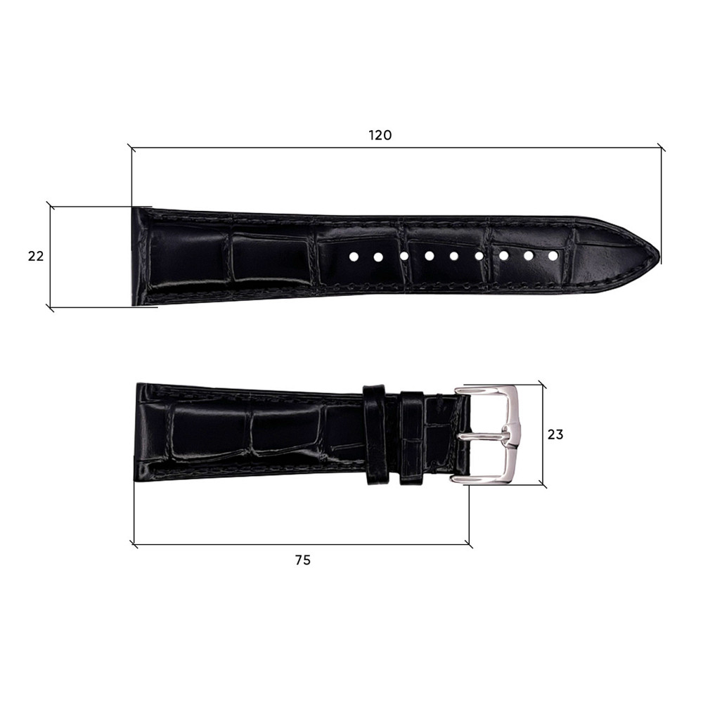 Кожаный ремешок Premium 22х18 мм. Black Киев - изображение 3