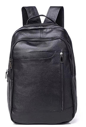 Городской мужской кожаный рюкзак черный Tiding Bag B2-03555A Каменское - изображение 1