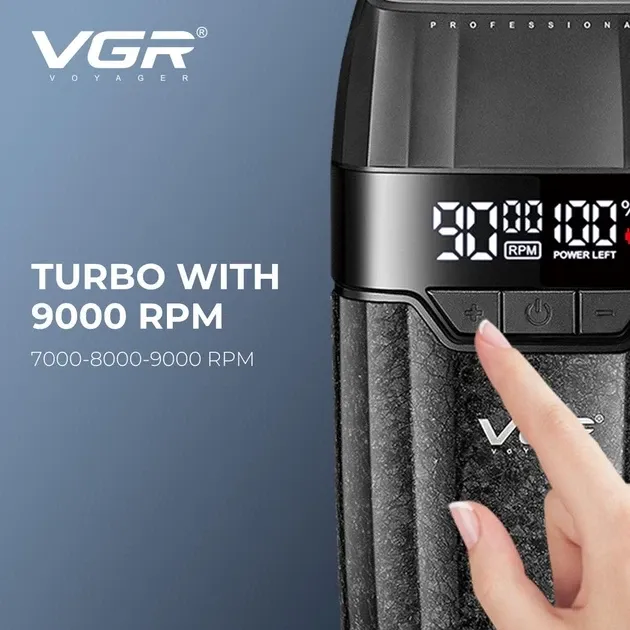Барбер-набір 4в1 VGR V-640 S4 Black: машинка, тример, шейвер, фен BLDC 9000 RPM, USB Type-C, LED-дисплей Одеса - фото 6