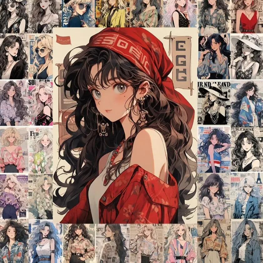 Наклейки з малюнками дівчат, модні жіночі постери-наклейки, стікерпак дівчата, набір 60 штук Київ - фото 2