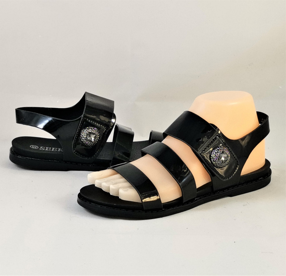 Жіночі Сандалії Босоніжки Чорні Літні Лакові (розміри: 37,38,39) — 8-61 Дніпро - фото 2