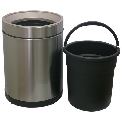 Контейнер для сміття JAH круглий без кришки з внутрішнім відром срібний металік 10 л (7039) Вінниця - фото 4