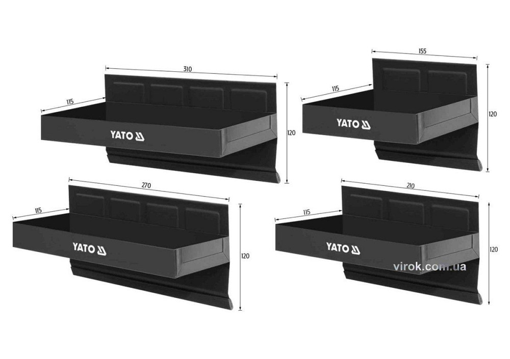 Полиці магнітні YATO: L x W x H - 31/ 27/ 21/ 15.5 x 12 x 11.5 см, 4 шт. [6] Одеса - фото 1