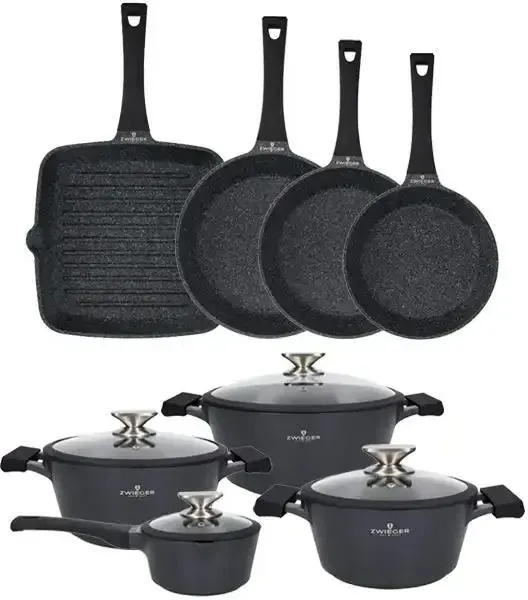 ZWIEGER BLACK STONE Набір каструль z pokrywkami 20, 24, 28 cm + Рондель 16 Сковорідки Grillowa Київ - фото 1