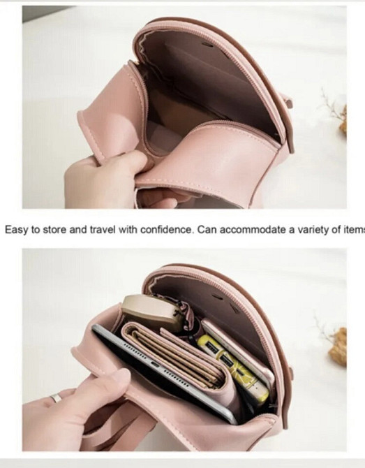 Маленькая женская сумочка через плече, сумочка для девочек, черный,  - размер сумки 21*18*8 см, 2 кармана Киев - изображение 7