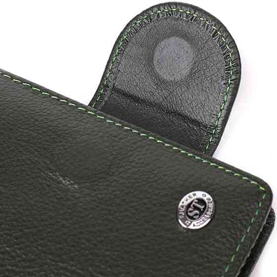 Вертикальний жіночий гаманець з натуральної шкіри ST Leather 23070 Зелений Київ