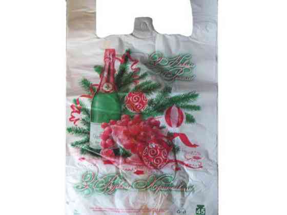 Пакет майка полиэтиленовая 34*58 H Год ''Шампанское'' Комсерв (100 шт) Харьков