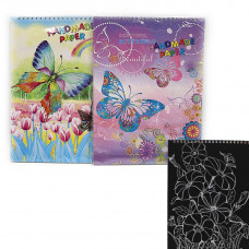 Скетчбук для гравюр А4 "Josef Otten" Метелики, чорні сторінки + паличка, на спіралі, DSCN9320-BК, шт Київ - фото 1