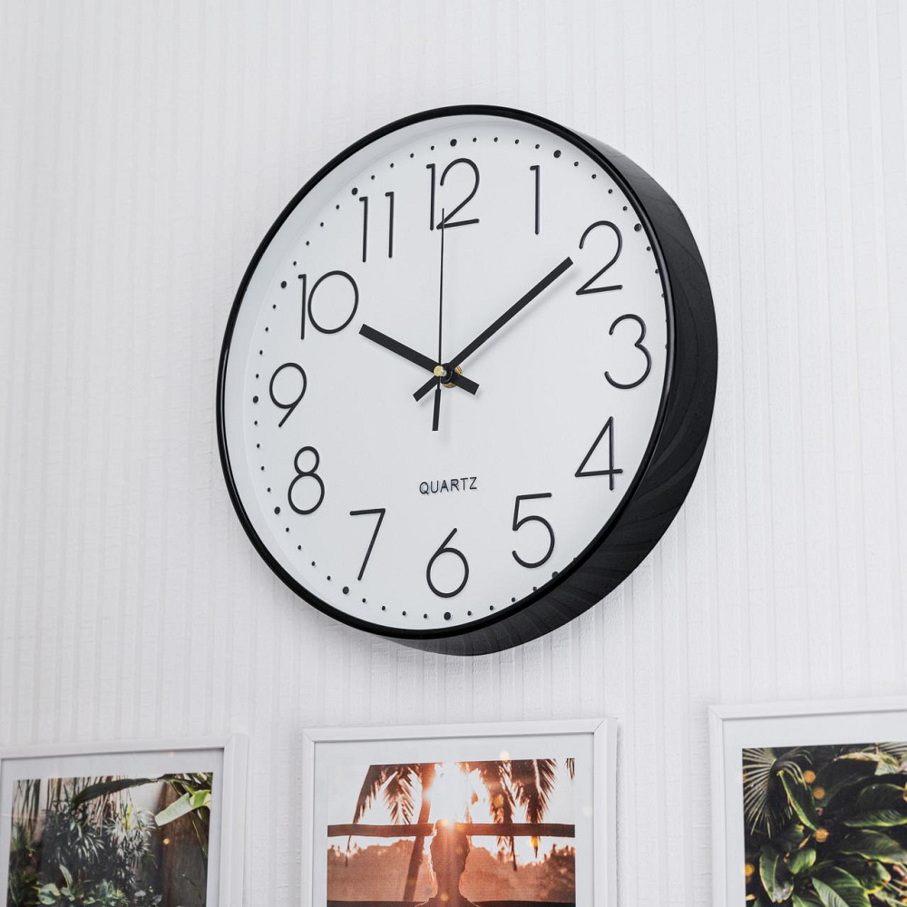 Годинник настінний безшумний 20 см біло-чорний Харків - фото 2