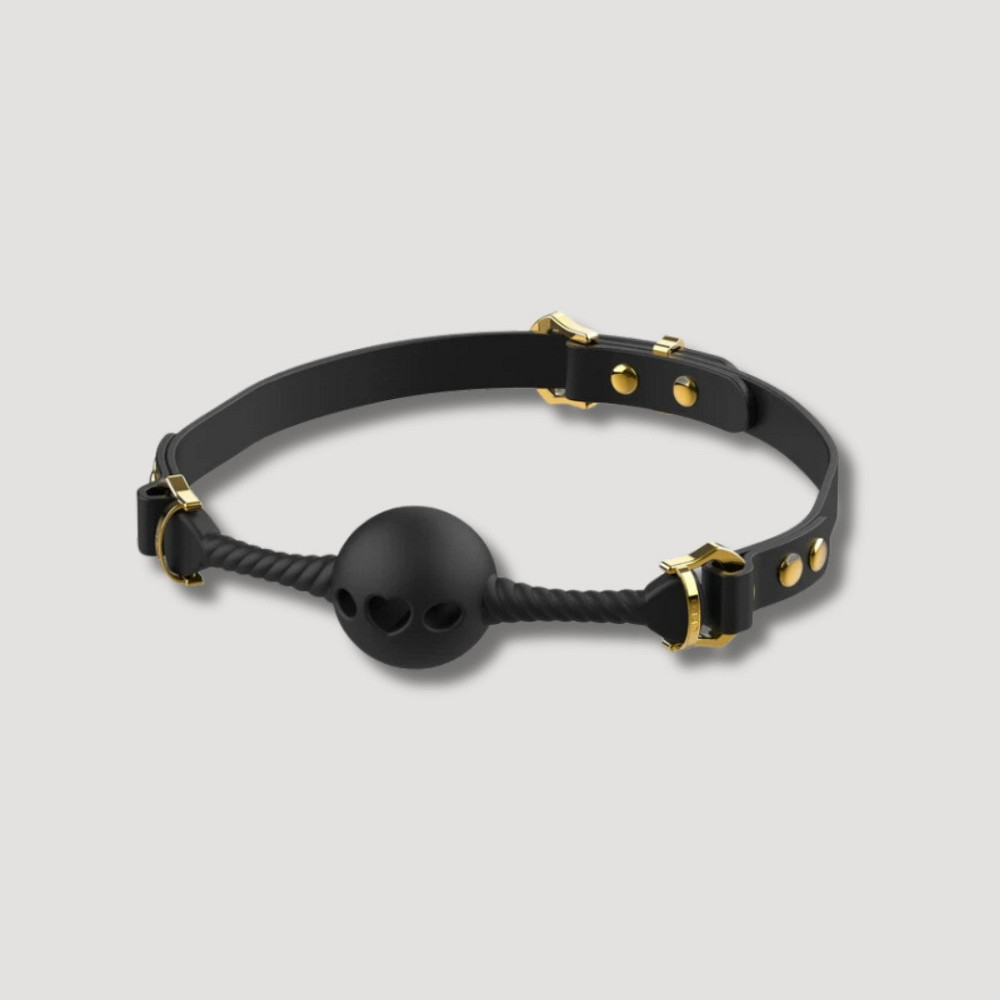 Кляп шарик с отверстиями в виде сердца UPKO Desire for Mouth Bondage Collection, черный Sex Aura Киев - изображение 3