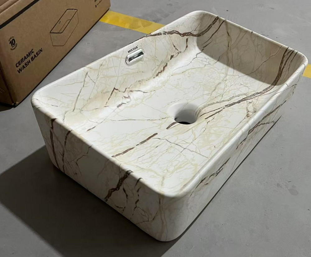 Раковина накладна Mixxus Premium QUADRO-0208 MARBLE 480х315х140mm з переливом   ( MP6518 ) 25438 Харьков - изображение 7