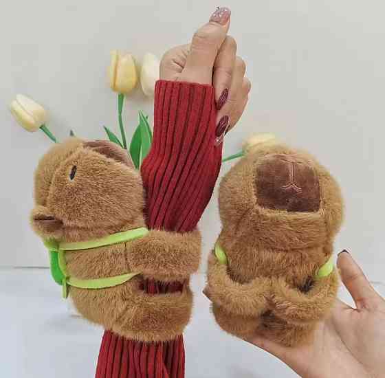 М'яка плюшева іграшка на руку Капібара 18 на 12 см коричневий Київ