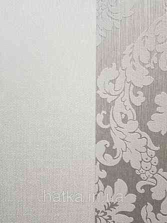 Текстильні шпалери на флізелін Da capo RaschTextil 085562 однотонні смужка молочна з білим сріблом Київ