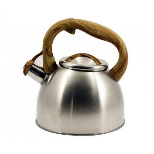 Чайник 2,5л нержавіюча сталь зі свистком (ручка:коричн.) ZB-K2.5 L W Interos Житомир