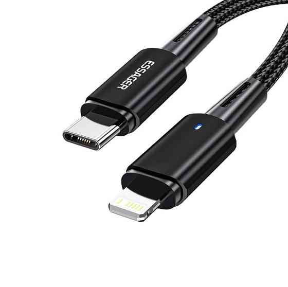 Кабель ESSAGER 27W USB-A на Lightning, 0,5м, черный Киев